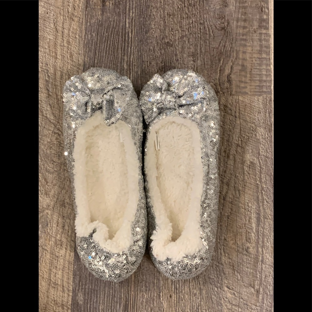 Silver sequence slippers size 7/8